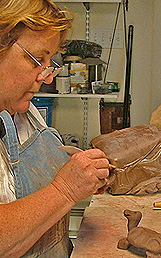 Teresa Yost at work in her Havre de Grace studio